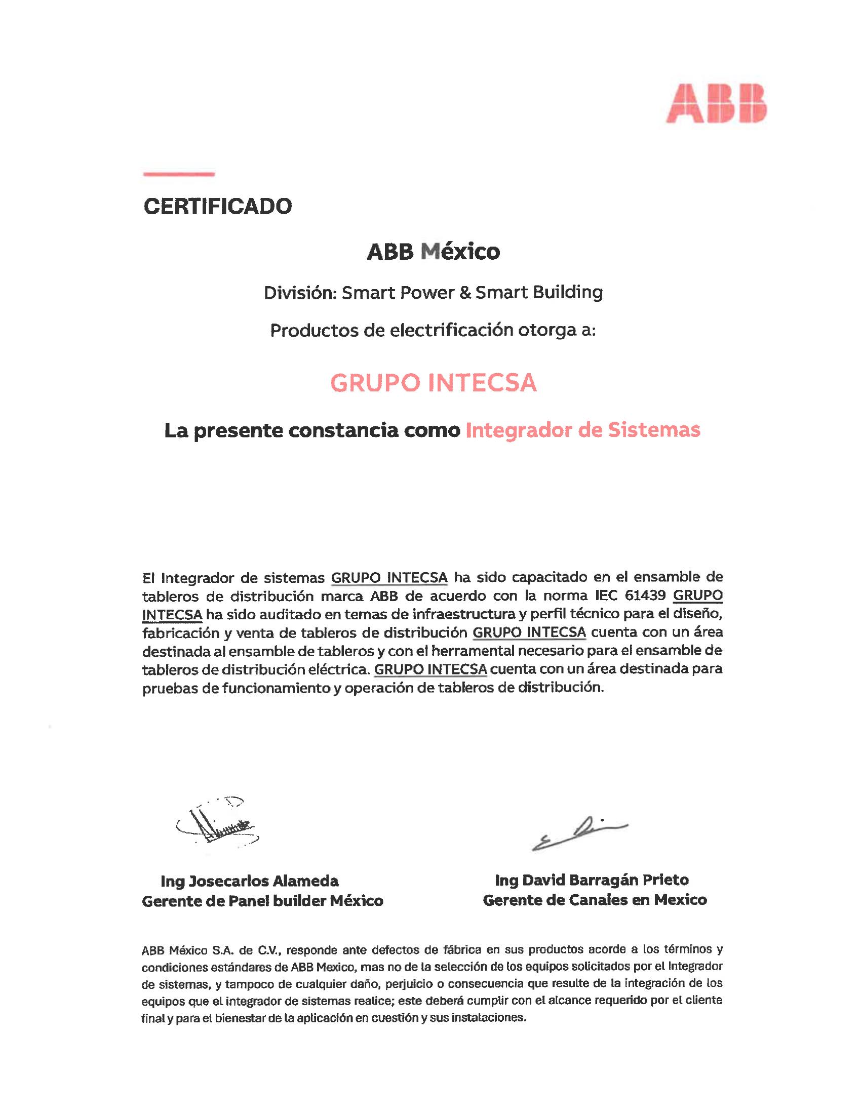 Certificado ABB 2025